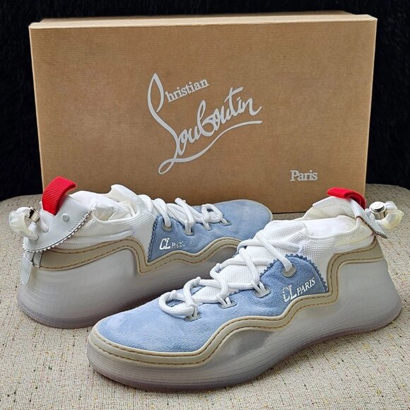 Christian Louboutin Men Shoes Sneaker Arpoador Flat Zinc/Bianco Italy Size 41